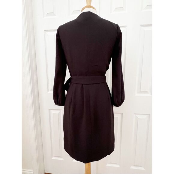J.Crew Womens Black 3/4 Sleeve Tie Waist Lined Wrap Dress Size 4 H6292 - Picture 3 of 5